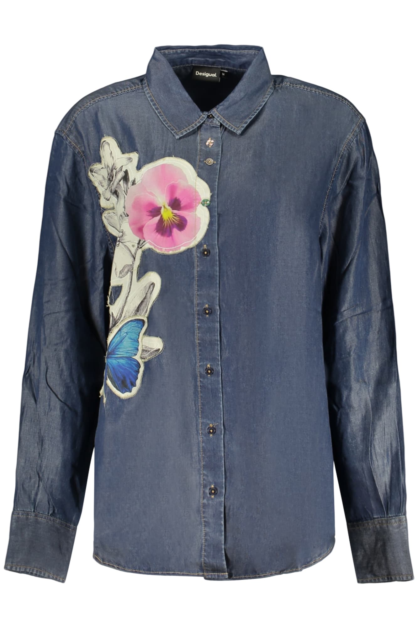 DESIGUAL CAMICIA MANICHE LUNGHE DONNA BLU - DESIGUAL
