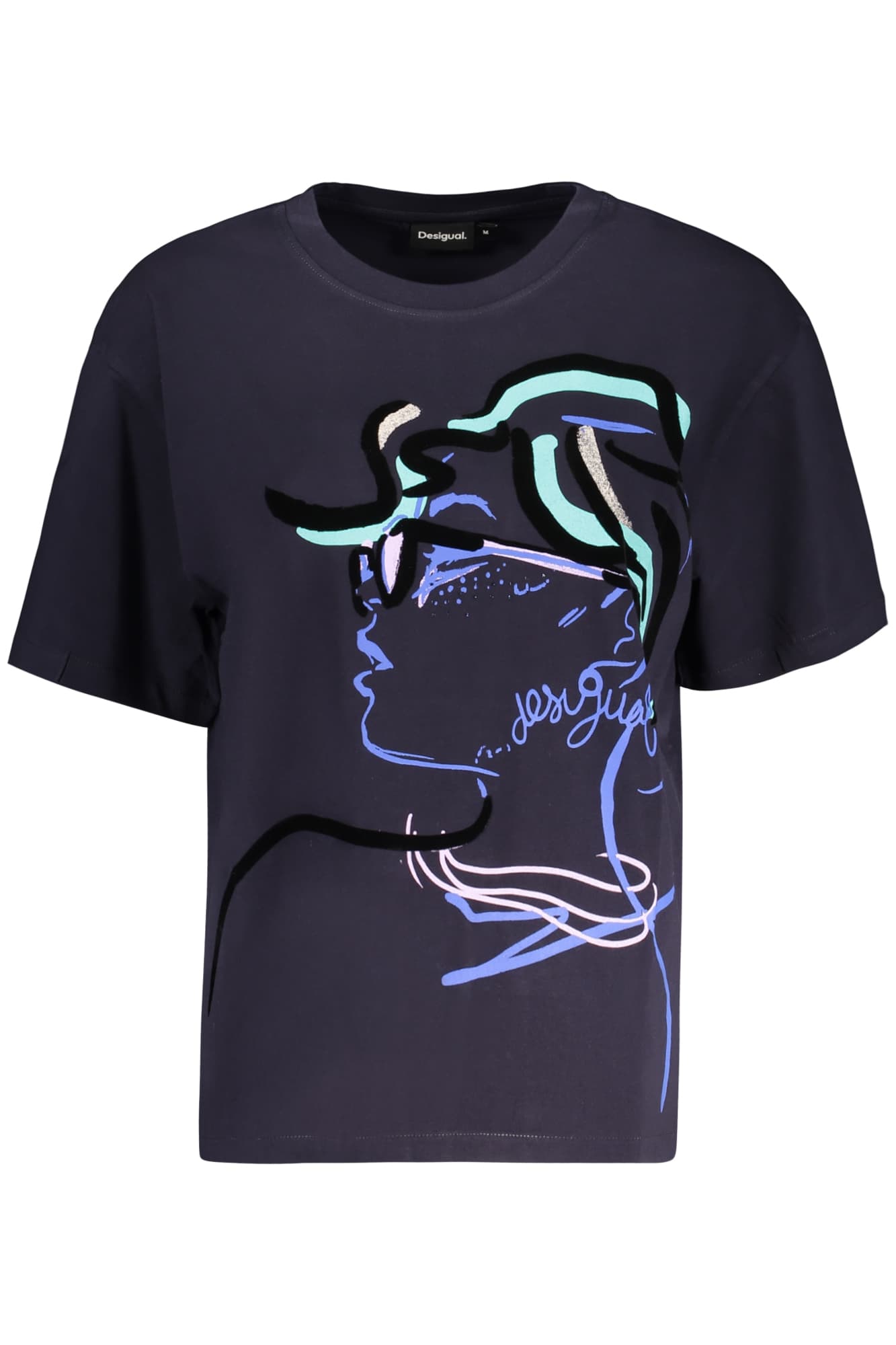 DESIGUAL T-SHIRT MANICHE CORTE DONNA BLU - DESIGUAL