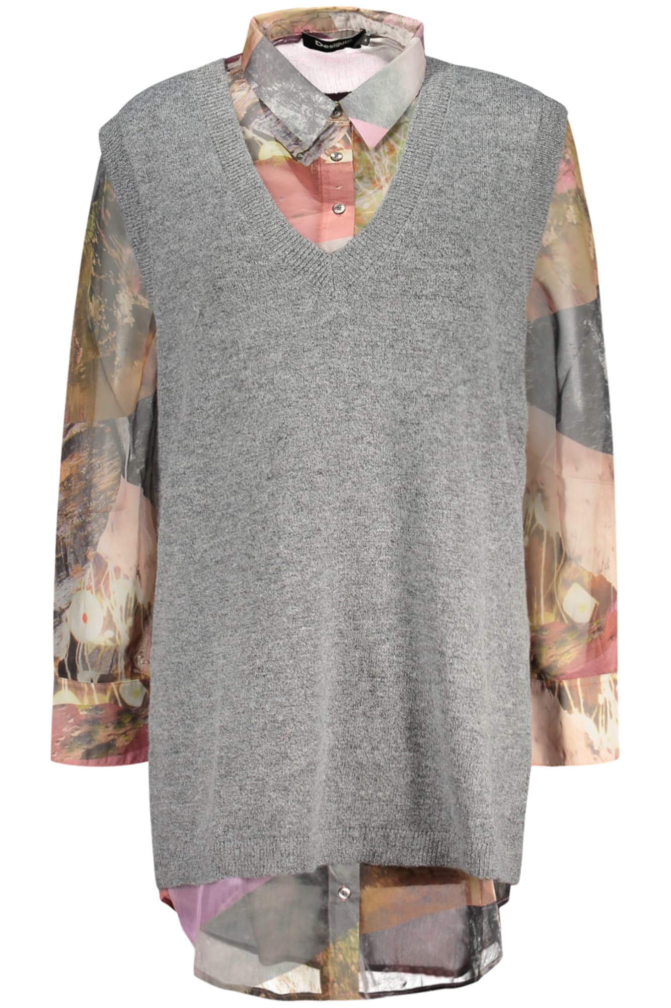 DESIGUAL CAMICIA MANICHE LUNGHE DONNA GRIGIO - DESIGUAL
