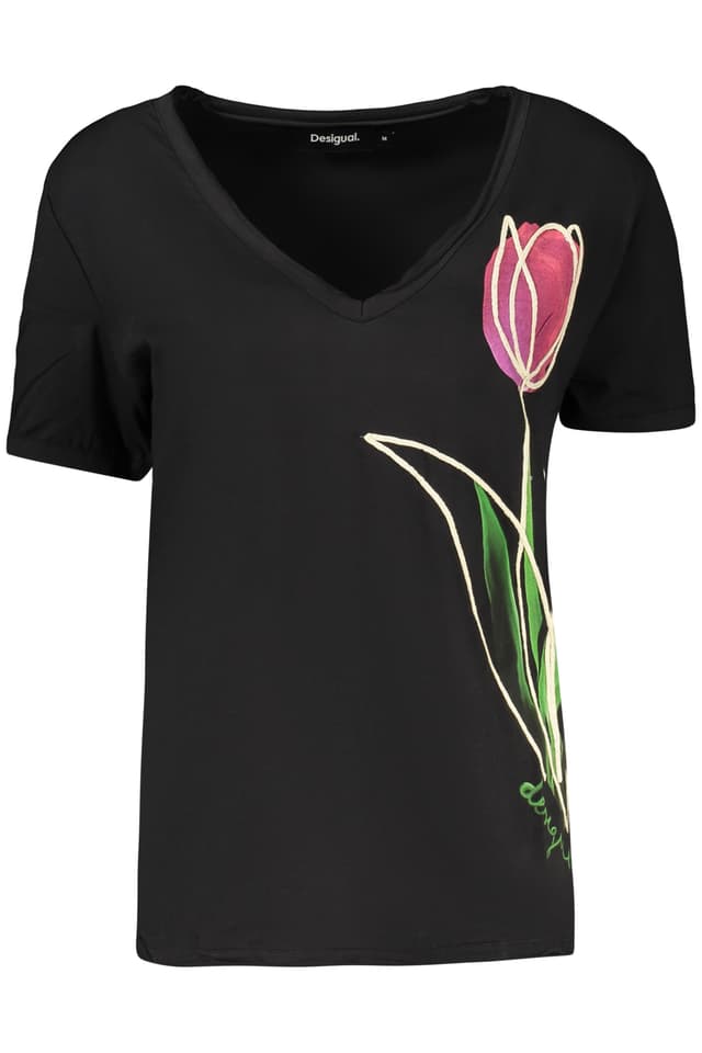 DESIGUAL ДАМСКА ТЕНИСКА С КЪС РЪКАВ, ЧЕРНА