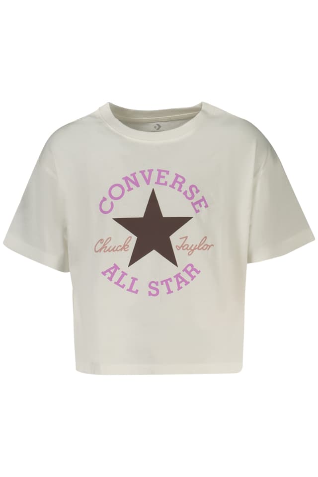 Тениска с къс ръкав Converse за момичета, бяла
