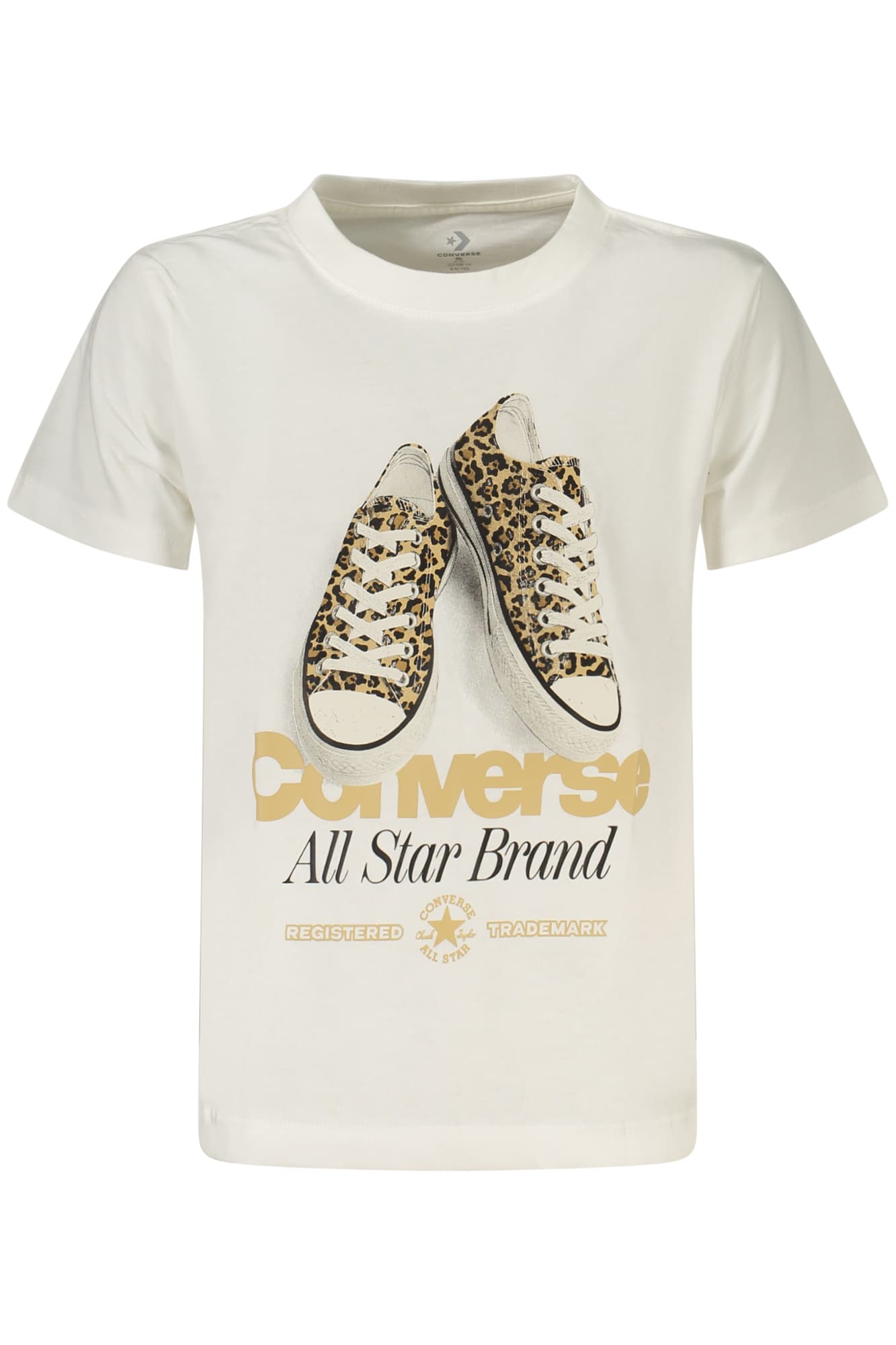 CONVERSE T-SHIRT MANICHE CORTE BAMBINA BIANCO - CONVERSE