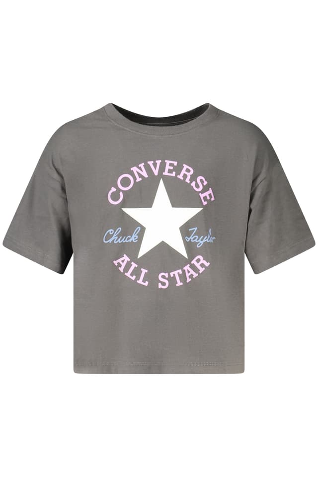 Тениска с къс ръкав Converse за момичета, черна
