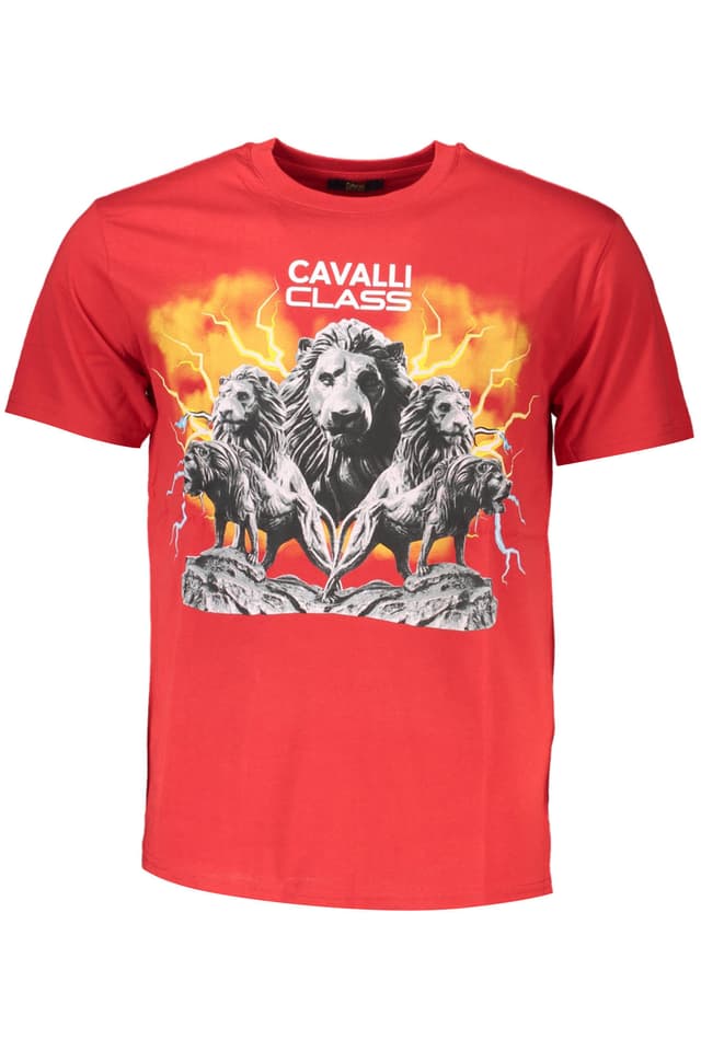 Мъжка тениска с къс ръкав CAVALLI CLASS, червена