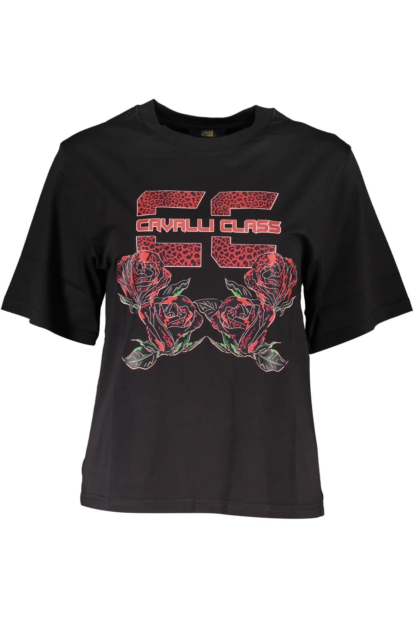 ДАМСКА ТЕНИСКА С КЪС РЪКАВ CAVALLI CLASS, ЧЕРНА - CAVALLI CLASS
