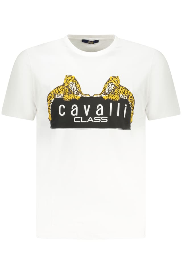Мъжка тениска с къс ръкав CAVALLI CLASS, бяла