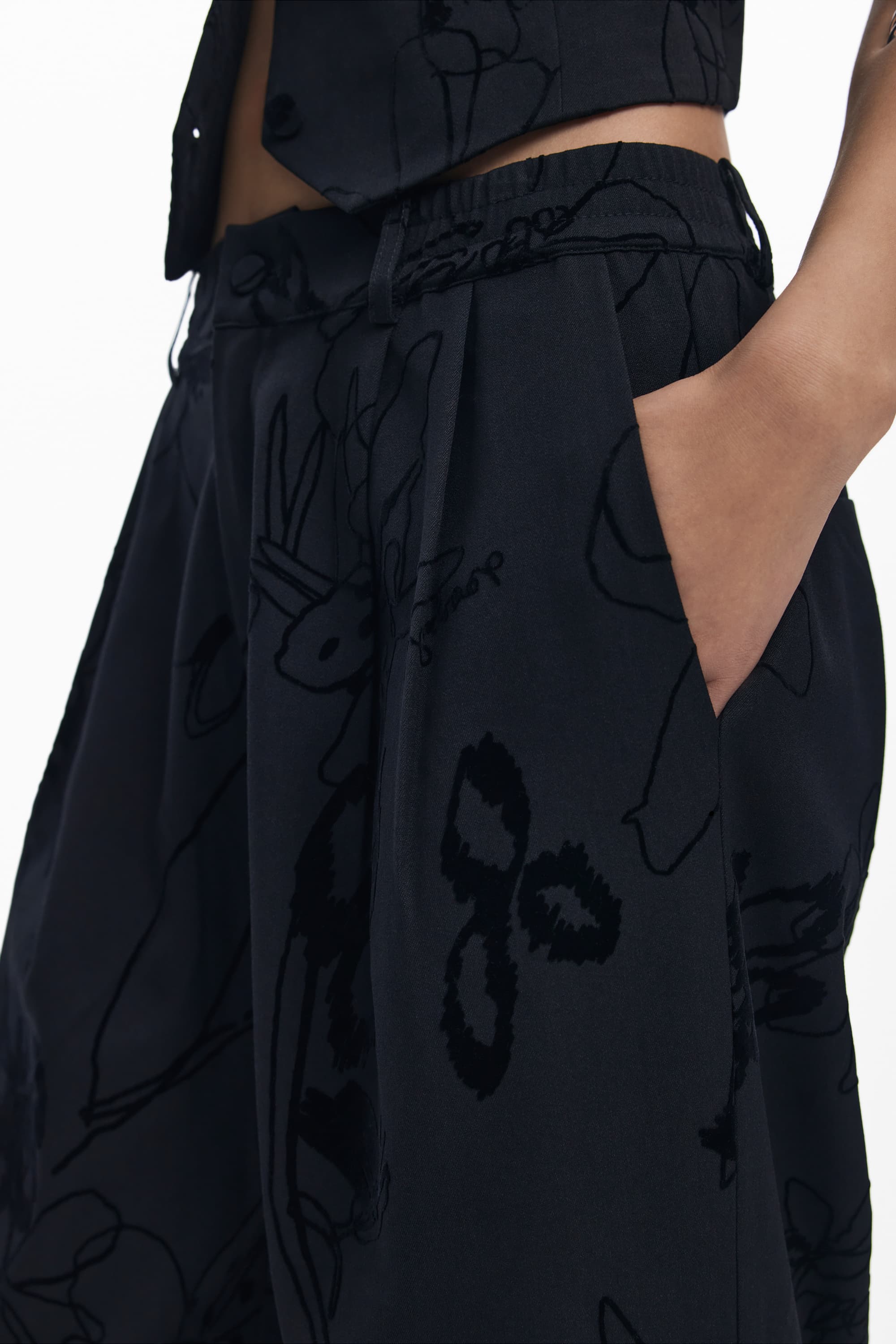 DESIGUAL ДАМСКИ ЧЕРНИ ПАНТАЛОНИ - DESIGUAL