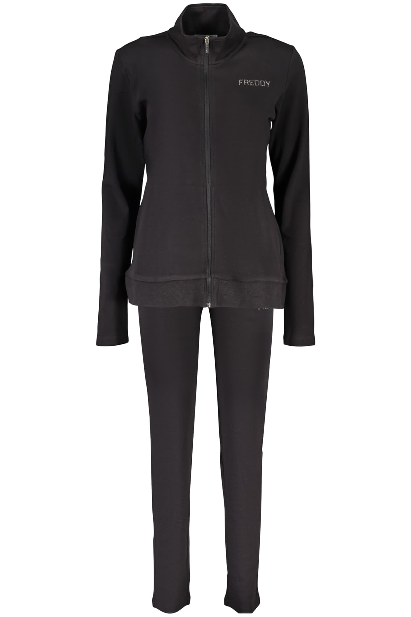 Дамски черен суитшърт с цип FREDDY - FREDDY