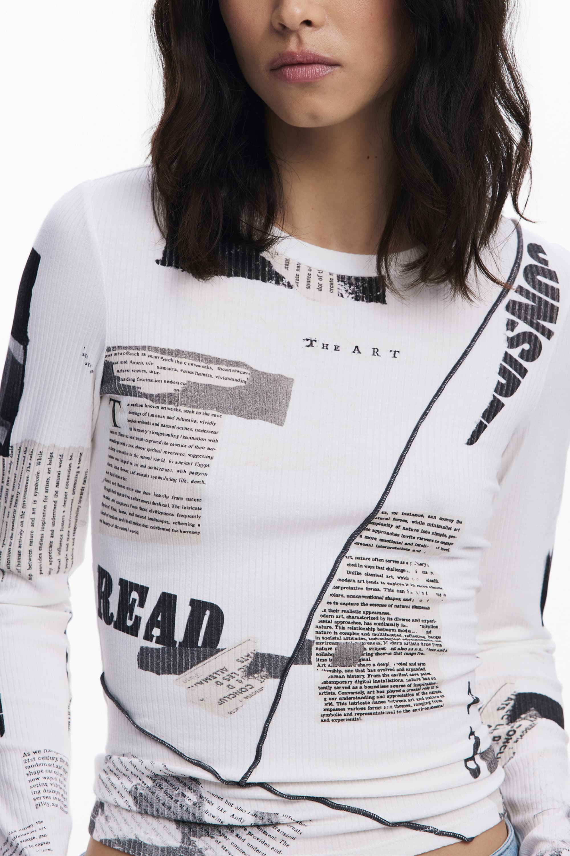 DESIGUAL ДАМСКА ТЕНИСКА С ДЪЛЪГ РЪКАВ, БЯЛА - DESIGUAL