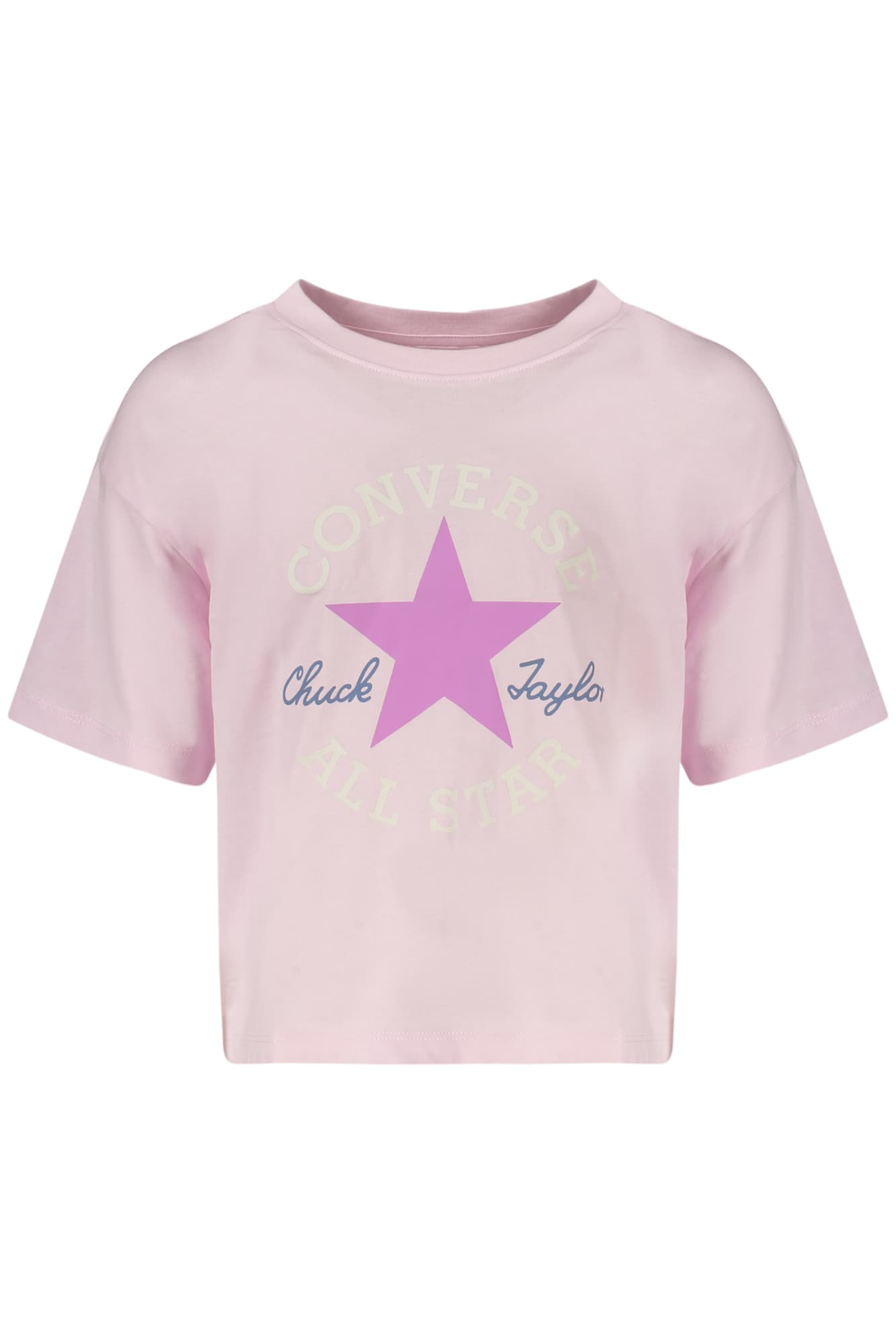 CONVERSE T-SHIRT MANICHE CORTE BAMBINA ROSA - CONVERSE
