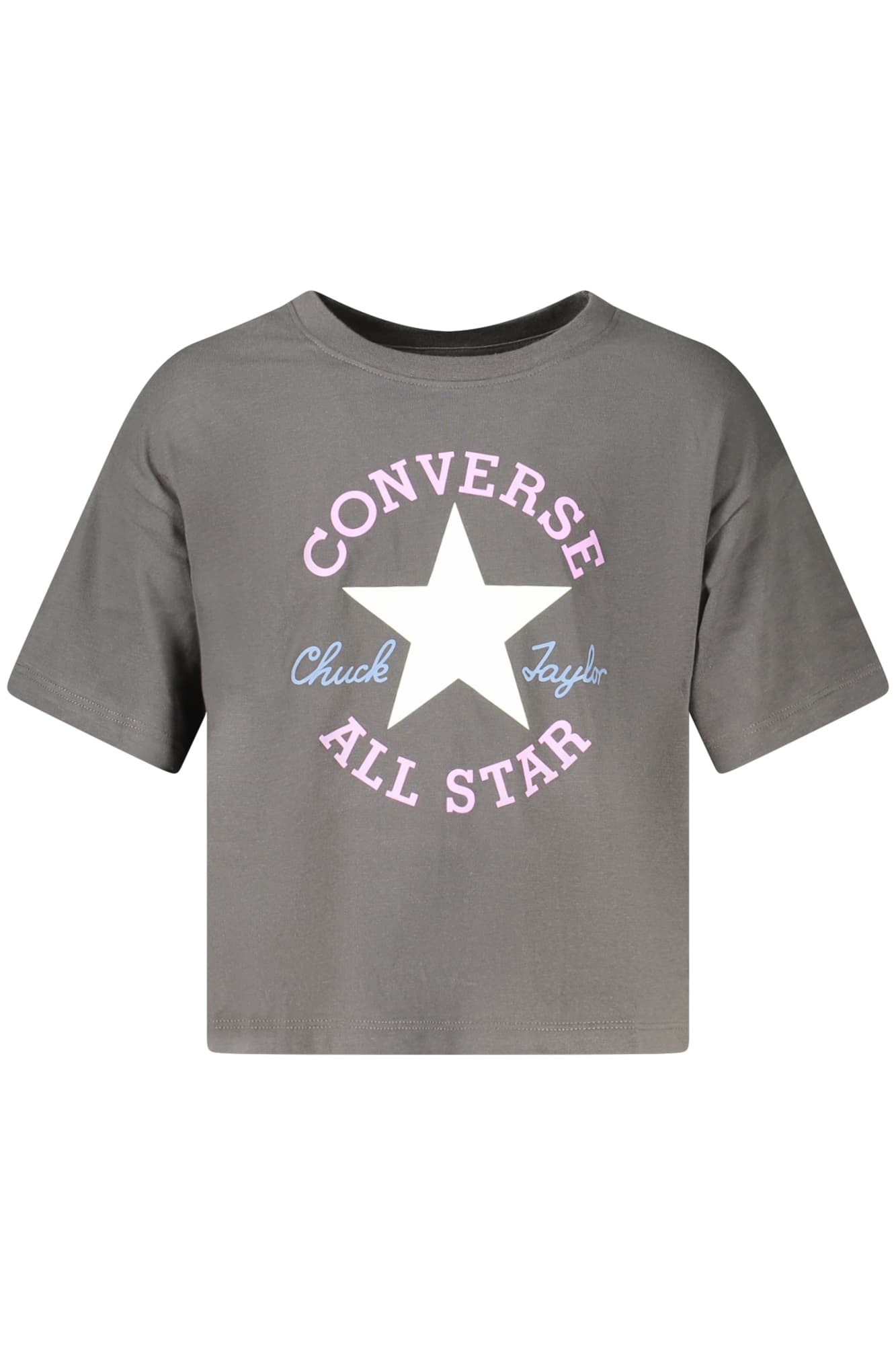 CONVERSE T-SHIRT MANICHE CORTE BAMBINA NERO - CONVERSE