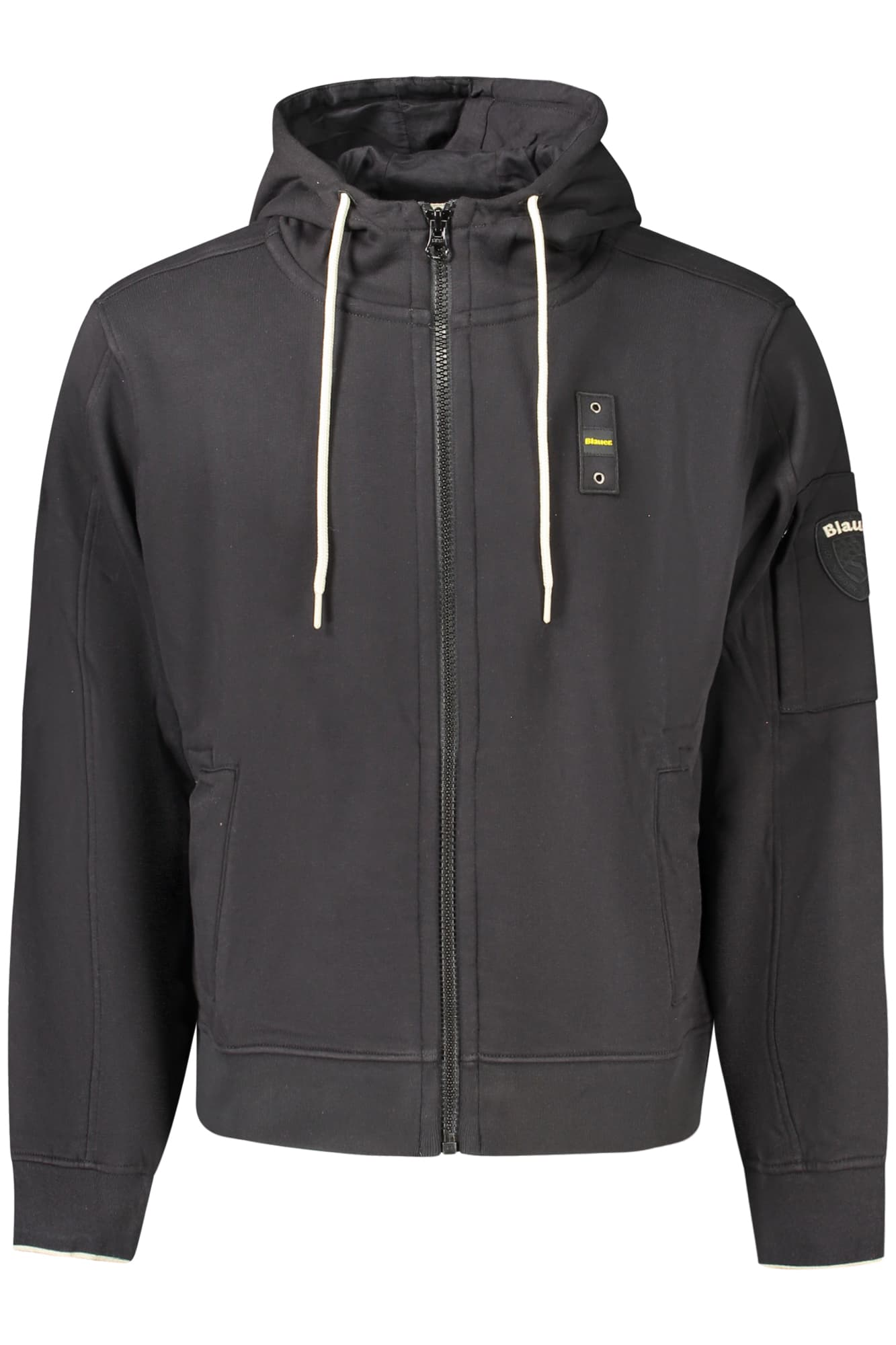 BLAUER FELPA CON ZIP UOMO NERO - BLAUER APPAREL